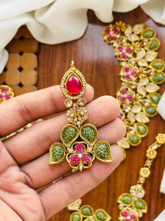 3D Designer Real Stone Work Jewelry Set